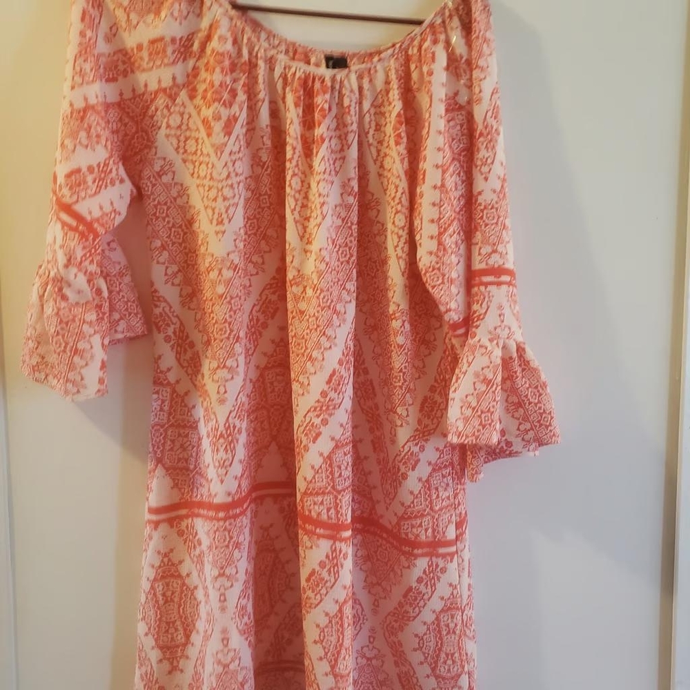 Womens heartsoul orange white designs above knee dress xlarge